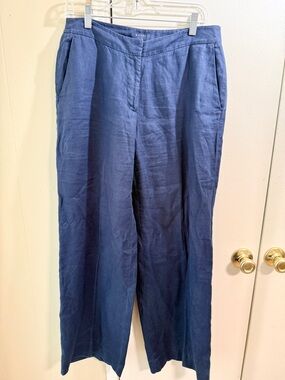 Kari Blue Womens Linen Wide Leg Pants size 8 Medium Minimalist Resort Boho
